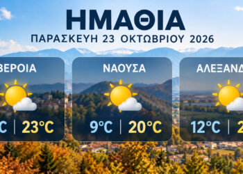 Ημαθία: Βελτιωμένος καιρός την Παρασκευή με ηλιοφάνεια και θερμοκρασία έως 24 βαθμούς