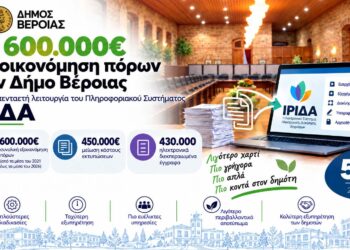 Δήμος Βέροιας: Στις 600.000€ η εξοικονόμηση πόρων από την πενταετή λειτουργία του Πληροφοριακού Συστήματος ΙΡΙΔΑ