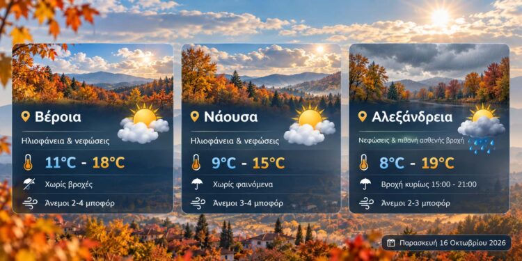 Ημαθία: Με πρωινή ψύχρα και αυξημένες νεφώσεις η Παρασκευή