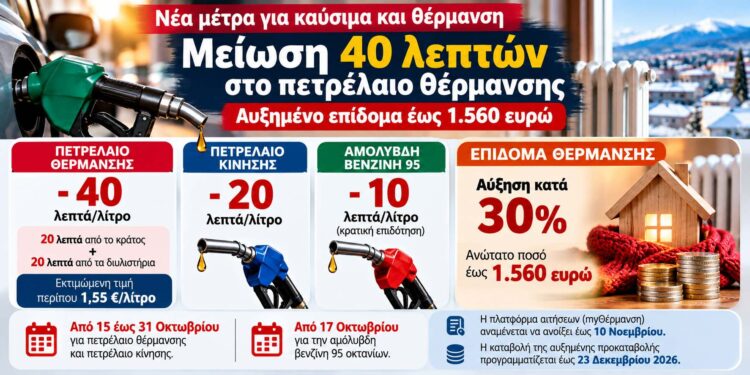 Πετρέλαιο θέρμανσης: Μείωση 40 λεπτών το λίτρο