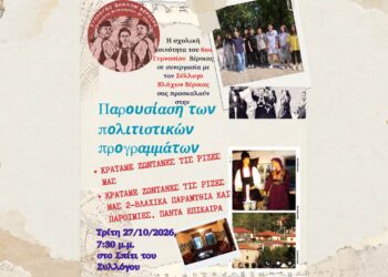Βέροια: Εκδήλωση του Συλλόγου Βλάχων και του 6ου Γυμνασίου για την τοπική παράδοση και τις πολιτιστικές ρίζες